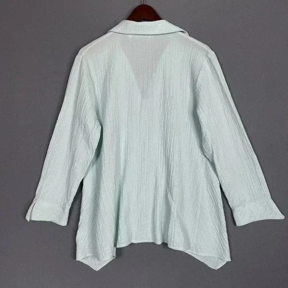 Habitat Soft Crinkle Womens Top Size Medium M Textured Long Sleeve Button Tunic - Picture 7 of 11
